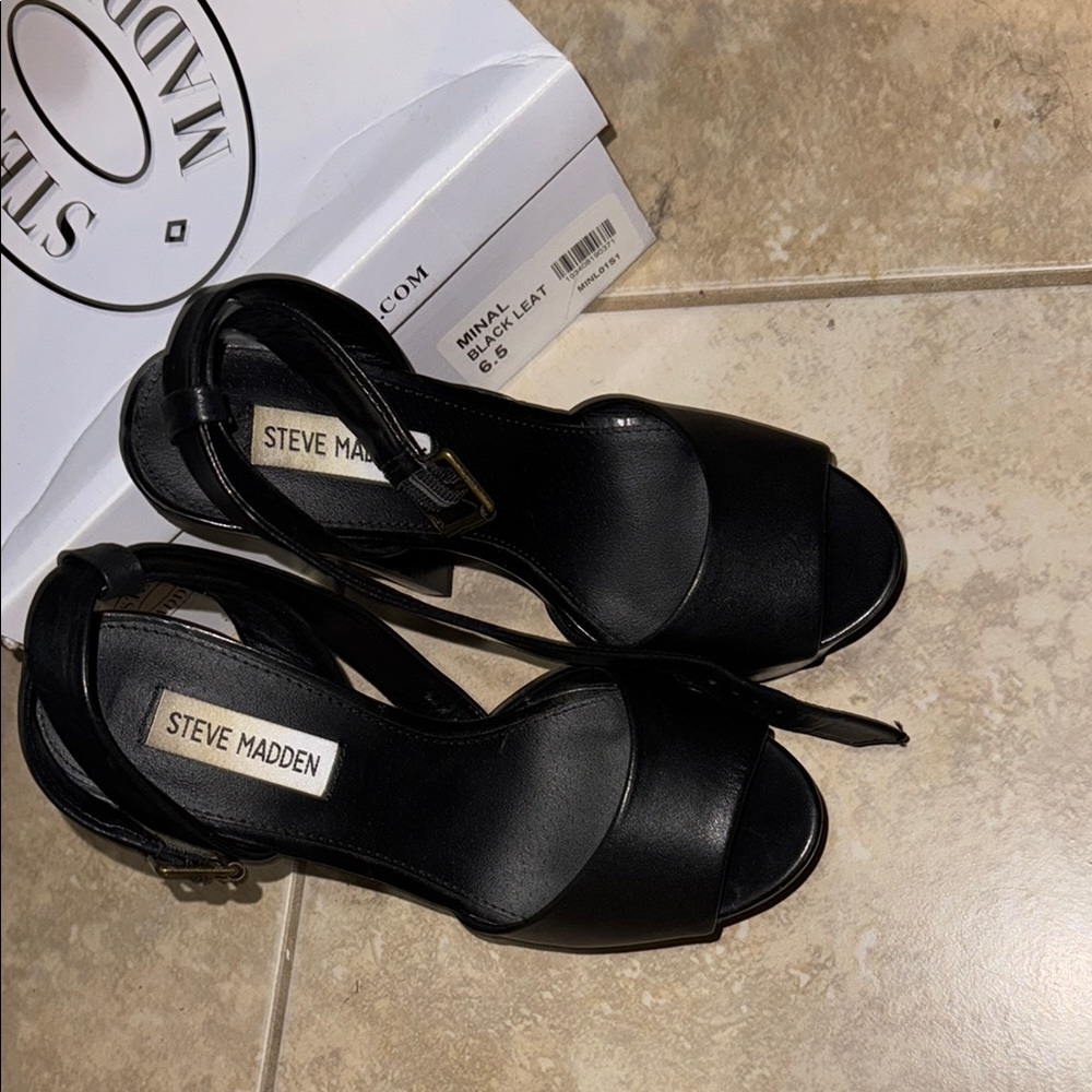 Steve Madden Black Heels with Ankle Strap